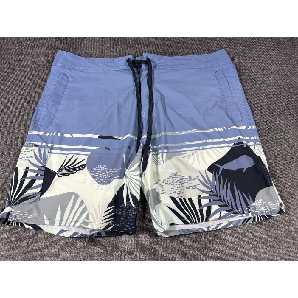 Aftco Men's Swim Board Shorts Size 40 Blue Fish Surf Beach Swimming Dolphin‎